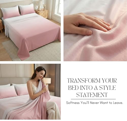 Image of HOMEKART Satin Bedsheet King Size for Double Bed |300 TC Ultra Soft,Silky Smooth Satin Silk Bed Sheet with 2 Pillow Covers |Luxury Bedsheets for Romantic /Date Night (108x108 Inche,(Blush Cloud)