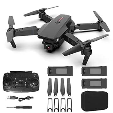 E88 Pro Drone 4K Com Câmera de Alta Definição Wifi Fpv Dobrável Drone 2.4G 6 Eixos Rc Quadcopter Altitude Hold (Preto, Câmera Dupla, 3 * Baterias)