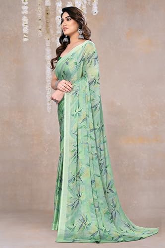 Image of MIRCHI FASHION Women's Ready to Wear 1 Minute Drape Chiffon Printed Saree with Blouse Piece
