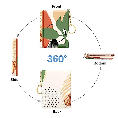 Image of Rouidr Womens Wallet, Small Slim RFID Card Wallets for Women, Cute Front Pocket Trifold Leather Card Organizer with 7 Slots & ID Window, Modern Abstract Art