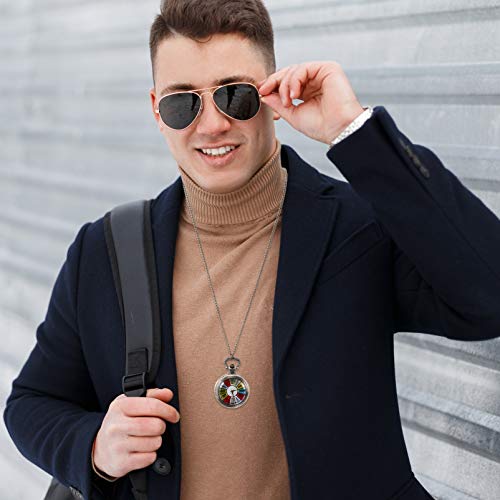 ibasenice Heren vintage mechanisch zakhorloge roestvrij staal zakhorloge met ketting analoog skelethorloge handmatig opwinden mechanisch horloge - Afbeelding 3