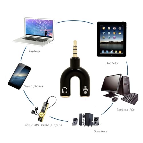 Image of Lynacz Black - 3.5mm Audio Jack to Headphone Microphone Splitter Converter Adaptor Specially Design for Mobile Tablet and Laptop (Only 1 Input for Audio) (BN20)