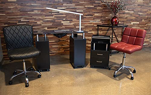 Image of Glass Glow Pedicure Trolley Black Cart for Nail Salon Furniture & Equipment
