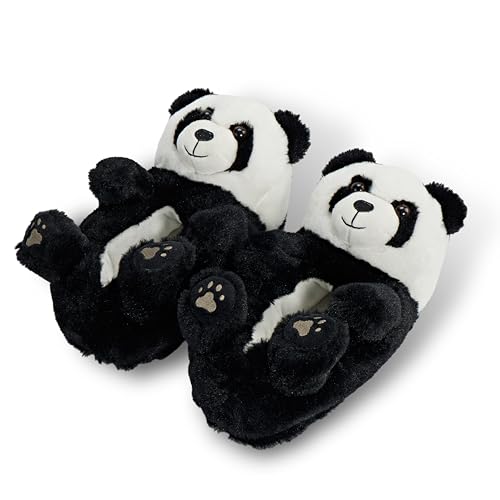 ooohyeah Kids Fuzzy Funny Panda Slippers, Cute Non-Slip Winter Warm House Shoes for Boys & Girls, Tofu, Shoe Size 1-4