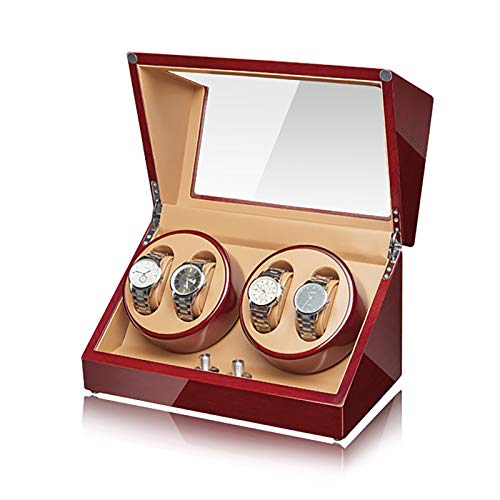 BNCXMO Mira Winder Walnut Watch Banding Box Watch Shaker Automático Mecánico Reloj Caso de Almacenamiento de Relojes Control de Acceso Vistitación giratoria en el hogar