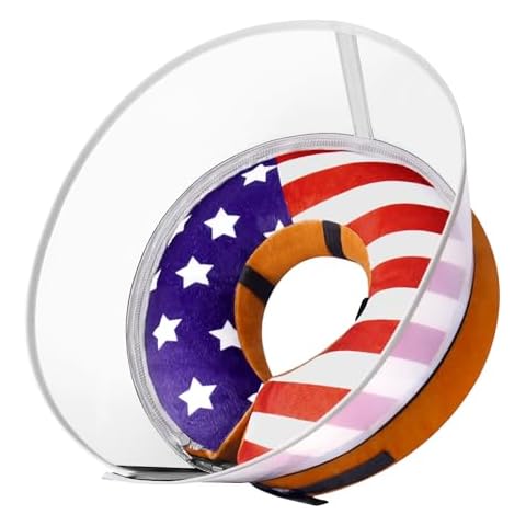 TDTOK Inflatable Dog Cone, Soft Adjustable Flag Dog Cone Collar with Detachable Anti-Licking Shield, E Collar Dog Cone Alternative After Surgery Dog Recovery Collar Dog Donut Collar Cover