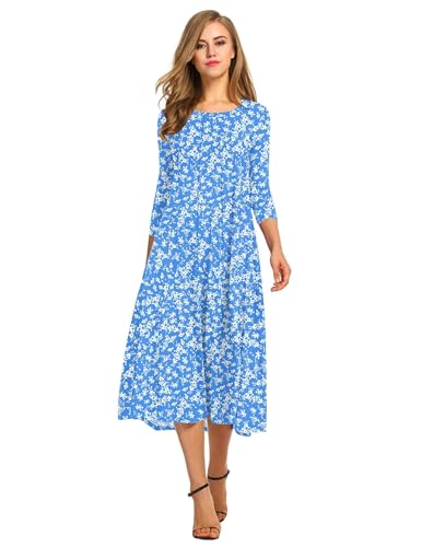 Image of HOTOUCH Women's 3 /4 Sleeve A-line and Flare Midi Long Dress