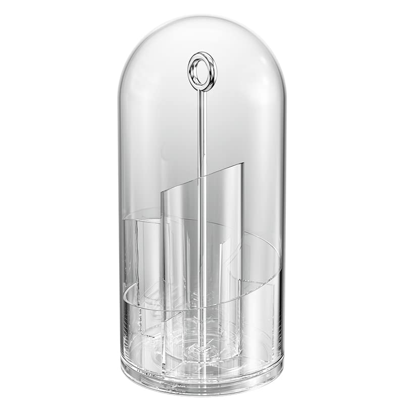 ROWNYEONMakeup Brush Holder With Lid,360 Roating Dustproof Makeup Organiser Cup For Lipstick,Eyeliner, Spinning Cosmetic Brush Storage Box Case for Vanity, Bathroom, Bedroom,(Silver)