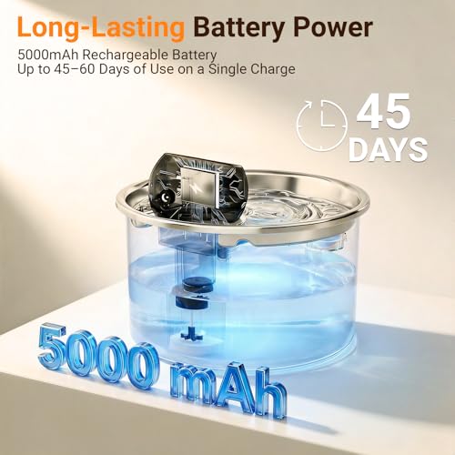 Fuente para Gatos Sin Cable de Acero Inoxidable 3L miniatura 5