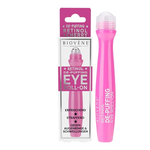 BIOVÈNE DE-PUFFING Retinol + Organic Cherry Eye Concentrate – Anti-Aging Augenroll-On Serum gegen Schwellungen, Augenringe & Falten – Vegan – 15 ml