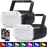 Luditek LED Strobe Lights 48LED Halloween, Multi-Color Sound Activated Disco Party Lights w/Remote Control, Flashing Strobe Lamp for Indoor Home Room Decorations Karaoke 2 Pack