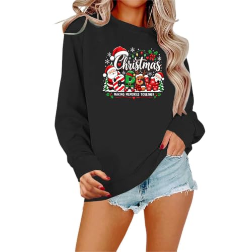 Christmas Sweatshirts for Women Xmas Crewneck Graphic Pullover Holiday Tops
