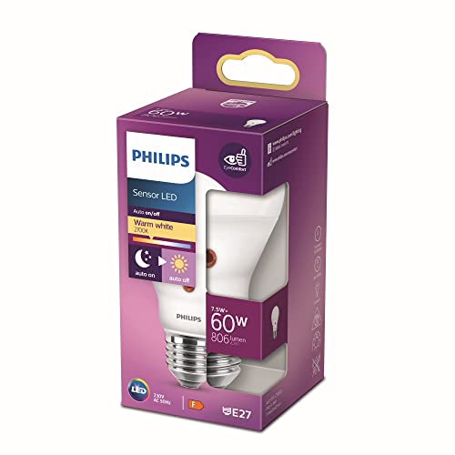 Philips LED Lampe mit Tageslichtsensor 60W, warmwei脽 (2700 Kelvin), 806 Lumen, Lichtsensor