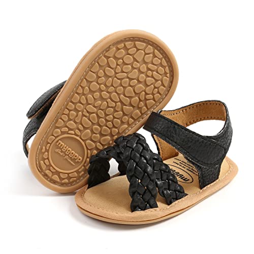 Image of COSANKIM Baby Girl Sandals Rubber Sole Summer Outdoor Infant First Walker Crib Dress Shoes Baby Sandals