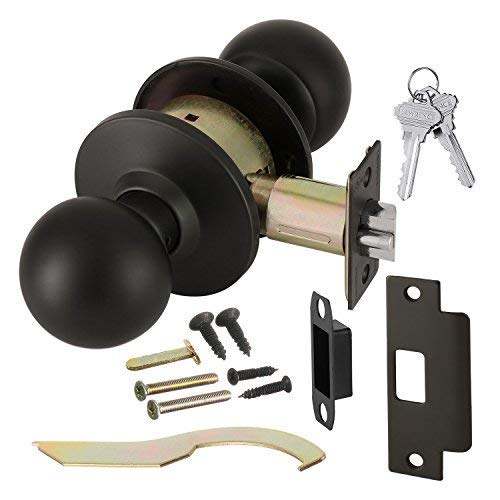 LawrenceDoor Knob Cylindrical Lock Storeroom function key unlocks exterior Oil Rubbed Bronze Finish LH5307OB -US10B UL Certified ANSI/BHMA Grade 2 Commercial Door Knob for Heavy Duty Use