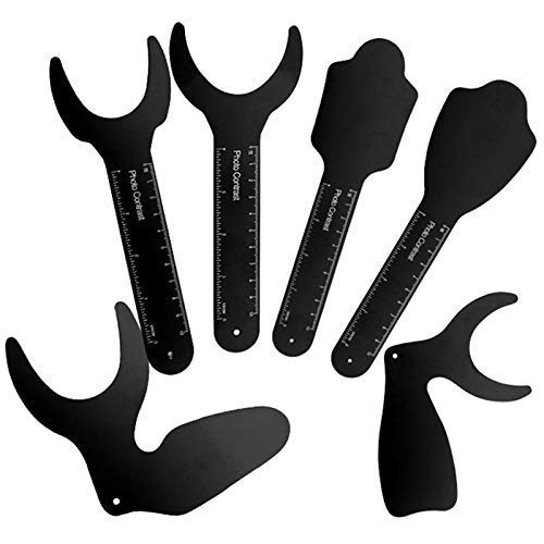 6 unids foto dental contraste negro tablero de fondo, retractores de mejilla ortodóncia dental autoclavable fondo negro fotográfico