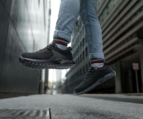 Image of LARNMERN Slip On Steel Toe Work Shoes Men's Slip Resistant Safety Sneaker Lightweight Comfortable Shoe