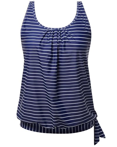 Image of Yonique Womens Blouson Tankini Top Only Loose Fit Swim Top No Bottom Modest Swimsuit