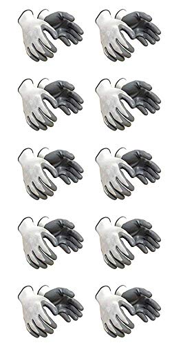 DMC Nylon Industrial & Home Safety Cut Resistant Hand Gloves (White & Grey) - 10 Pairs