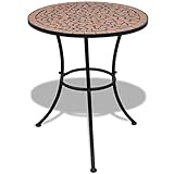 Color: Terracota; Material: Estructura de hierro con revestimiento en polvo + encimera de cerámica; Dimensiones totales: 60 x 70 cm (Ø x alto)