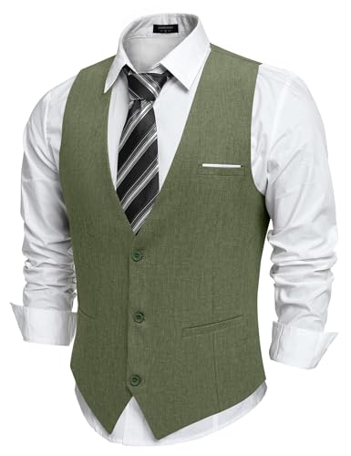 COOFANDY Men's Suit Vest Casual Business Dress Vest Lightweight Classic Fit Formal Waistcoat with 3 Pockets