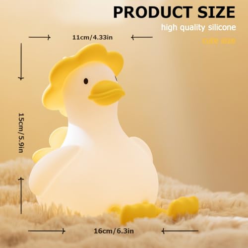 Lámpara de noche de silicona con forma de pato blanco miniatura 4