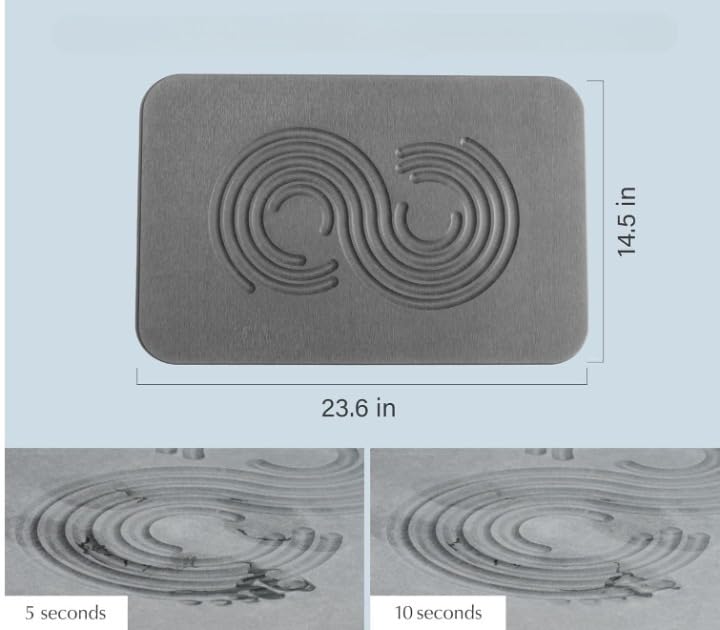 HomeCloud Premium Drying Stone Bath Mats | The Ultimate Eco-Friendly Solution for Superior Absorbency, Stability, and Style in Your Bathroom and Kitchen (8_Grey, 60x40cm)