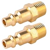 BILAL Brass 1/4-Inch NPT Male Industrial Air Hose Quick Connect Adapter,Air Coupler and Plug Kit,Air Compressor Fittings 2pcs
