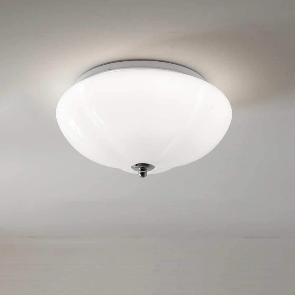 Plafonnier semi-encastré en verre orange du milieu du siècle, luminaire LED rond