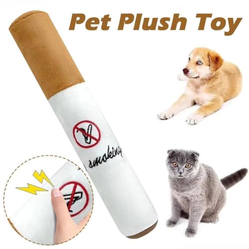 Plüsch-Hundespielzeug, lustiges quietschendes Zigarren-Hundespielzeug, Plüsch-Hundespielzeug zum Kauen, Trainingsspielzeug für Zahnen, Hundezigarette