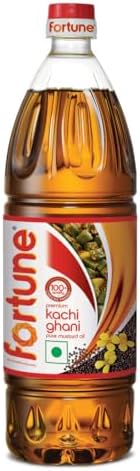 Fortune Premium Kachi Ghani Pure Mustard Oil, 910G PET Bottle (Weight May Vary)