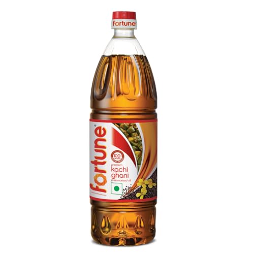 Fortune Premium Kachi Ghani Pure Mustard Oil, 910G PET Bottle (Weight May Vary)
