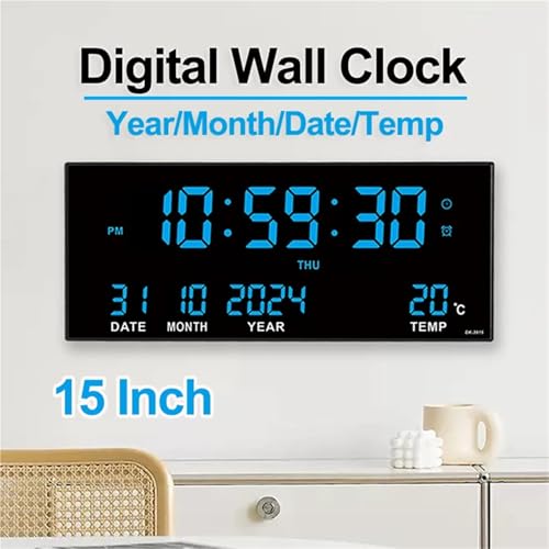 Reloj de pared digital grande de 14 pulgadas con calendario y alarma 3
