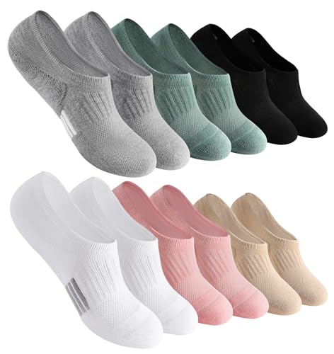 Bevigorio No Show Socks - Womens Athletic Non Slip Cushioned Low Cut Socks - Invisible Footies - 6 Pairs