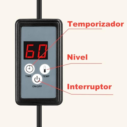 Cozion Lámpara de mesa de luz roja de 150 W, controlador para banda de luz roja con función de calor, 10 niveles de intensidad luminosa y temporizador de 5 a 60 minutos, lámpara para uso doméstico