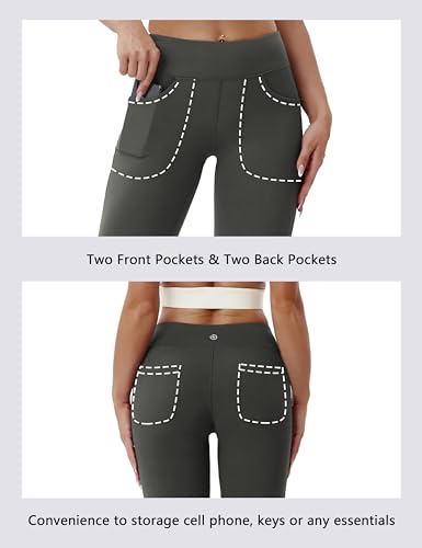 Image of BUBBLELIME 29 inch /31 inch /33 inch /35 inch /37 inch Women High Waist Bootlegs Yoga Pants Tummy Control Bootcut Workout Flared Out Pockets