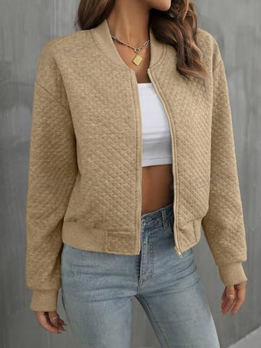 Image of Tagas Women's Quilted Bomber Jacket | Lightweight Stylish Winter Wear with Zip Closure | Casual Solid Jacket for Jeans & Crop Tops|regular jecket for womens|