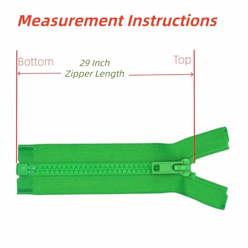 Image of YaHoGa 2PCS #5 29 inch Separating Jacket Zippers for Sewing Coats Jacket Zipper Replacement Green Plastic Zippers Bulk (29 inch Green)