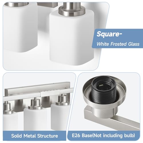 Image of 10-Light Bathroom Vanity Light Brushed Nickel,64.5in Vanity Lights with Square Frosted Glass,Modern Bathroom Wall Lights Fixtures Over Mirror,Wall Sconces Lighting for Bedroom Living Room,E26