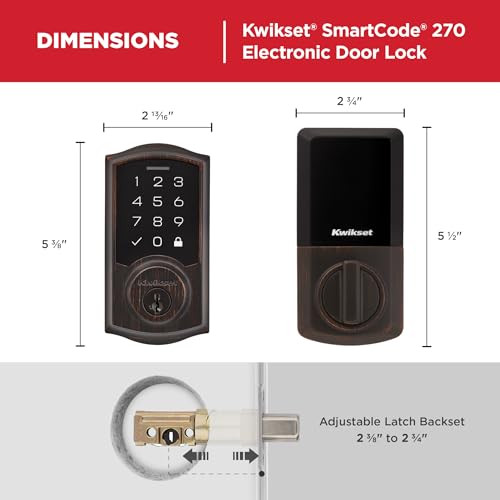 Kwikset SmartCode 270 Keyless Entry Electronic Touchpad Deadbolt Door Lock with Auto-Lock, Custom User Codes, Advanced Security in Venetian Bronze Traditional - image 9