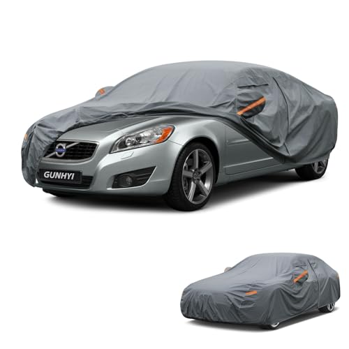 Image of GUNHYI Premium Car Cover Custom Fit Volvo S70, 16 Layers Heavy Duty Car Cover Waterproof All Weather with Zipper Door for Sun Rain Snow Dust Uv Protection