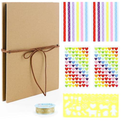 Album Scrapbook órgano, Álbum de Fotos Personalizados, Albunes Foto para Pegar y Escribir, Negra Páginas, Libro Scrapbooking Kit DIY Regalo para Familia Amigos y Parejas, Caqui