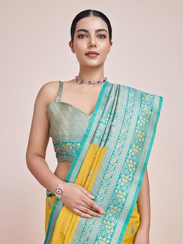 Monjolika Fashion yellow banarasi silk saree – image 4