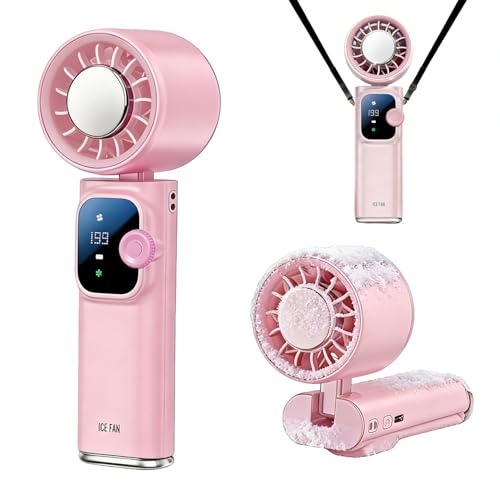 Portable Handheld Fan with Ice Cooling Personal Rechargeable Mini Neck Fan