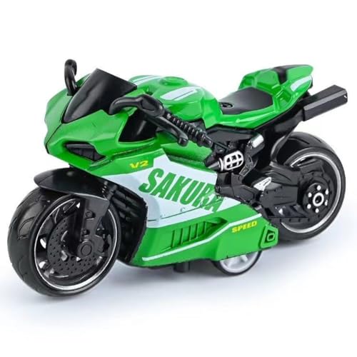 JhavexToy Spielzeug Motorrad Legierung Motorrad Simulation Pull-Back Motorrads Kinder Motorrads Spielzeug Geeignet Für Kinder Über 3 Jahre Alt Lernspielzeug Geburtstagsgeschenk -Grün