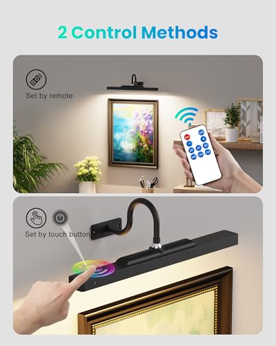 Image of Picture Lights, Battery Operated Wireless Picture Light Black