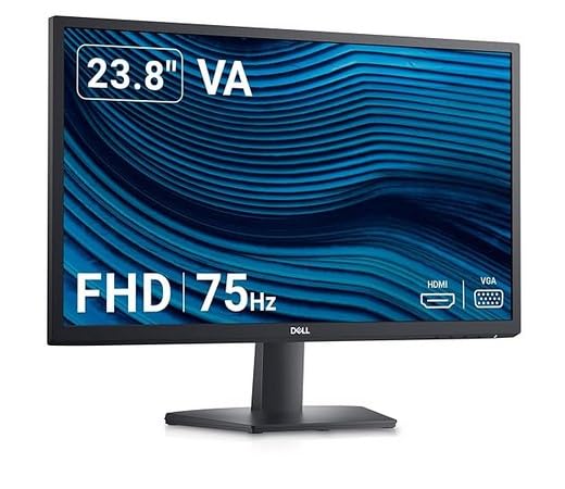 Dell SE2422H 24-Inch/60 cm FHD Monitor 1920X1080 Pixels @75Hz, VA Panel, 3-Yr Manufacturer Warranty, 16.7M Colours, Brightness 250 cd/m², Contrast Ratio 3000:1, HDMI & VGA, Tilt Adjust, AMD FreeSync