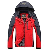  WDRHC Giacca da Sci Montagna Calda Invernale Parka da Neve Imbottita Cappotto da Snowboard in Pile Giubbotto con Cappuccio Impermeabile Casual di media lunghezza Uomo Donna