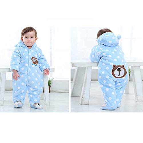 Image of XIFAMNIY Baby Newborn Jumpsuit Footie Hooded Thicken Winter Bunting Outwear Snowsuit Pajamas for Girls Boys