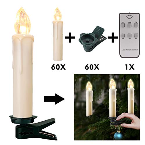 Forever Speed Lot de 20 à 60 bougies LED - Éclairage de Noël - Sans fil - Bougies de Noël - Avec télécommande - Sans fil - Coque blanche laiteuse – Image 7